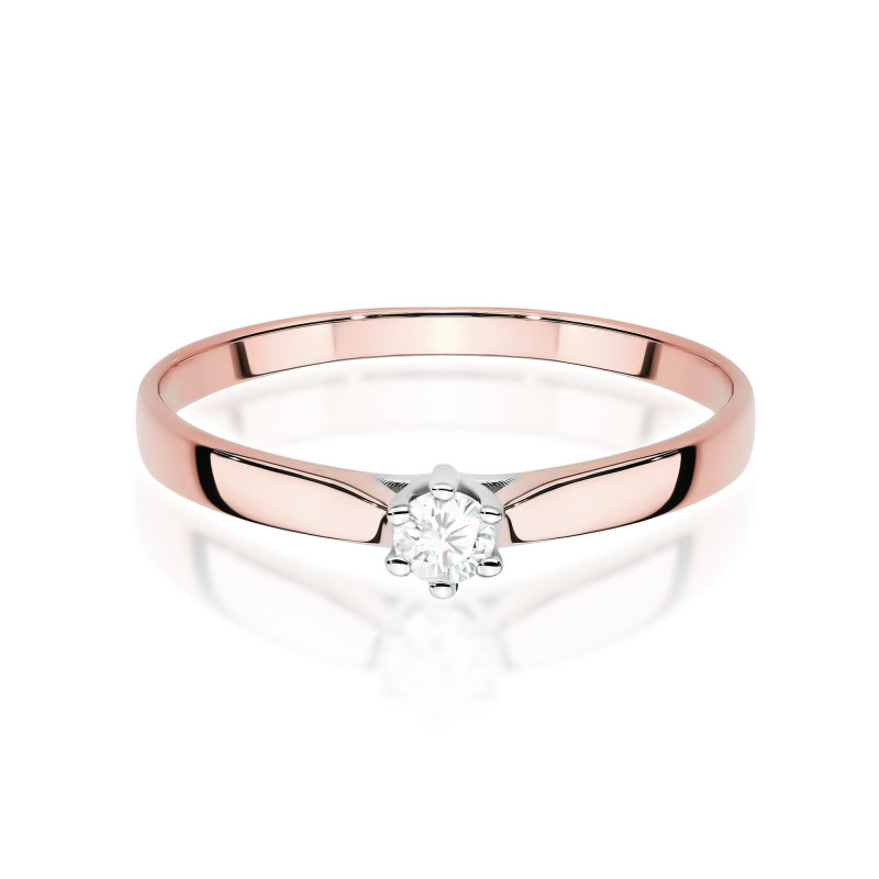 Pierścionek W0222 Diament Laboratoryjny 0,10ct różowe złoto