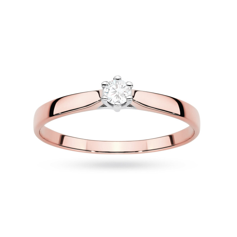 Pierścionek W0222 Diament Laboratoryjny 0,10ct różowe złoto