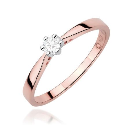 Pierścionek W0229 Diament Laboratoryjny 0,10ct różowe złoto