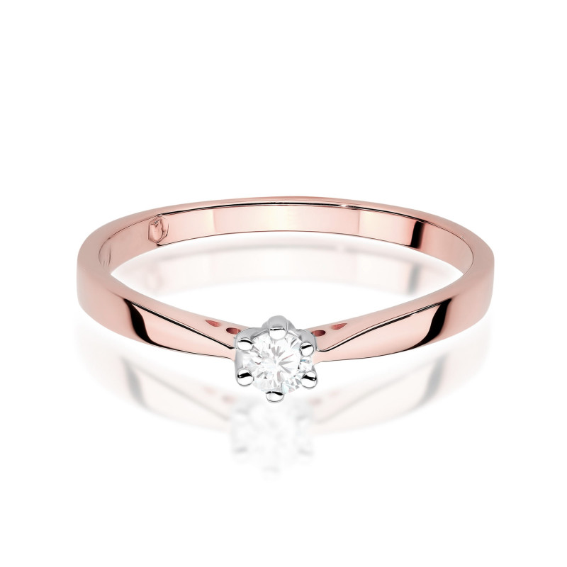 Pierścionek W0229 Diament Laboratoryjny 0,10ct różowe złoto