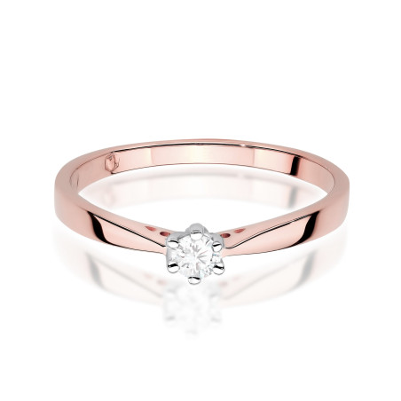 Pierścionek W0229 Diament Laboratoryjny 0,10ct różowe złoto