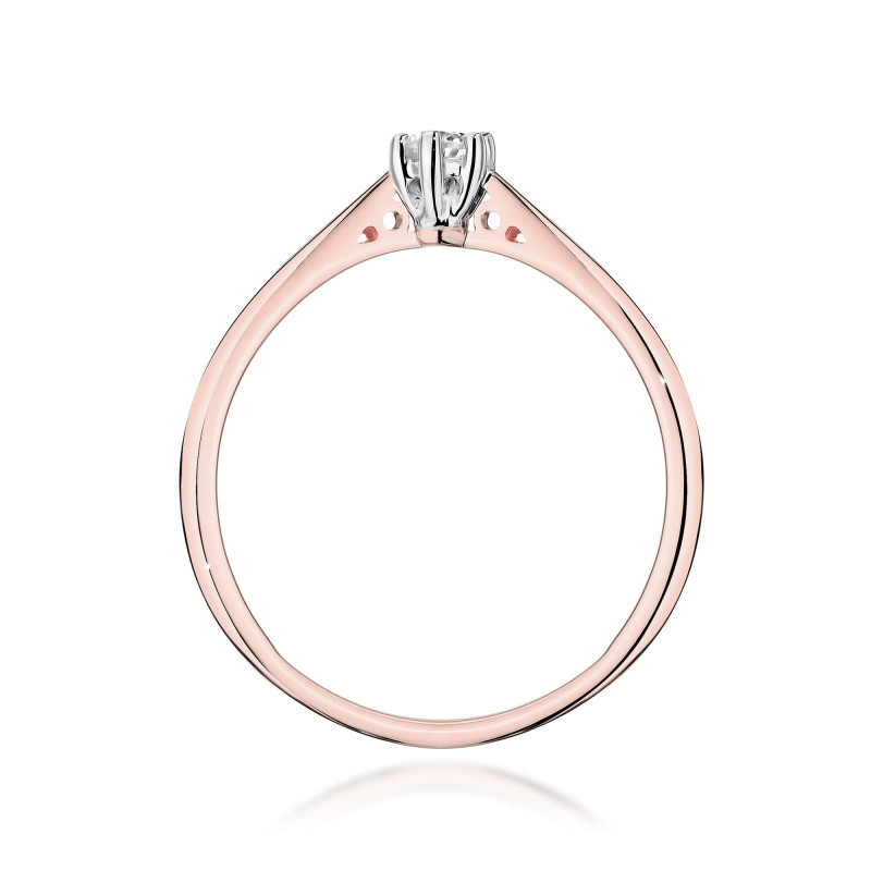 Pierścionek W0229 Diament Laboratoryjny 0,10ct różowe złoto