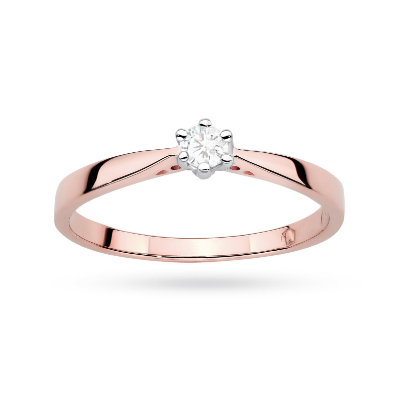 Pierścionek W0229 Diament Laboratoryjny 0,10ct różowe złoto
