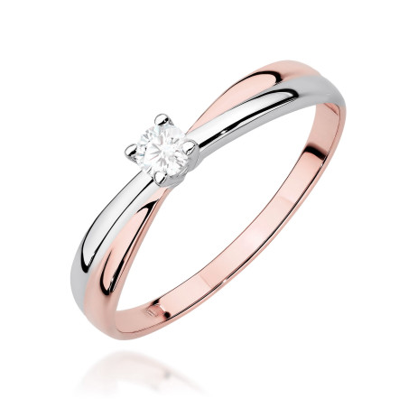 Pierścionek W0230 Diament Laboratoryjny 0,10ct różowe złoto