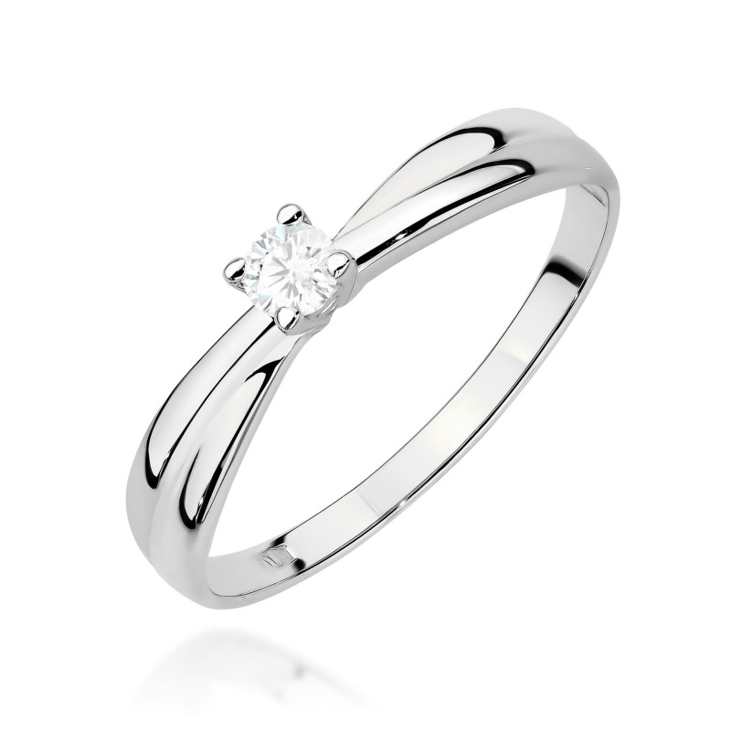 Pierścionek W0230 Diament Laboratoryjny 0,10ct białe złoto