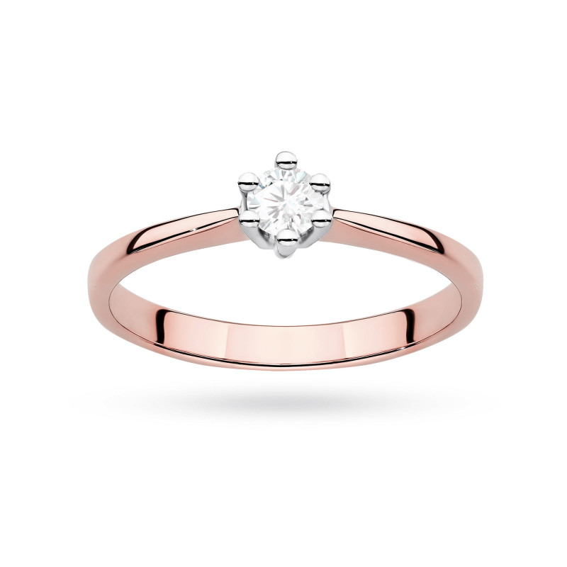 Pierścionek W0256 Diament Laboratoryjny 0,15ct różowe złoto