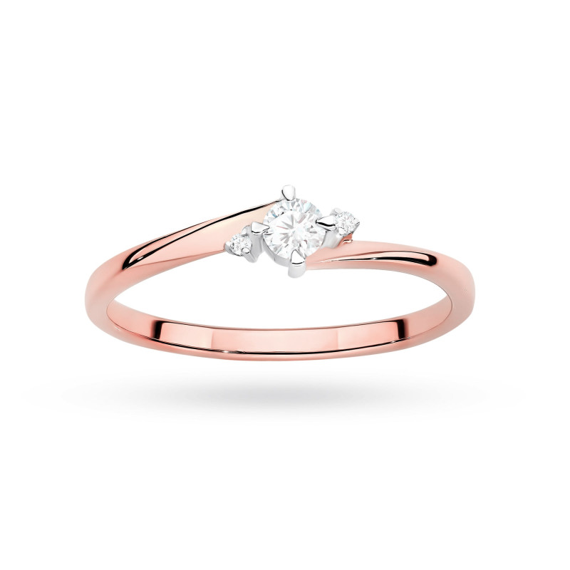 Pierścionek W0346 Diament Laboratoryjny 0,10ct różowe złoto