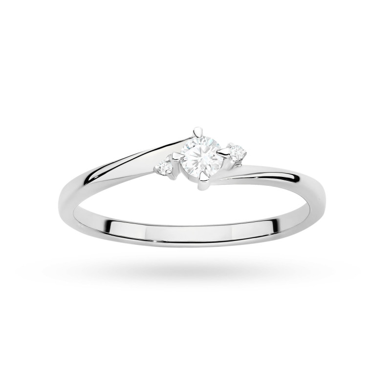 Pierścionek W0346 Diament Laboratoryjny 0,10ct białe złoto