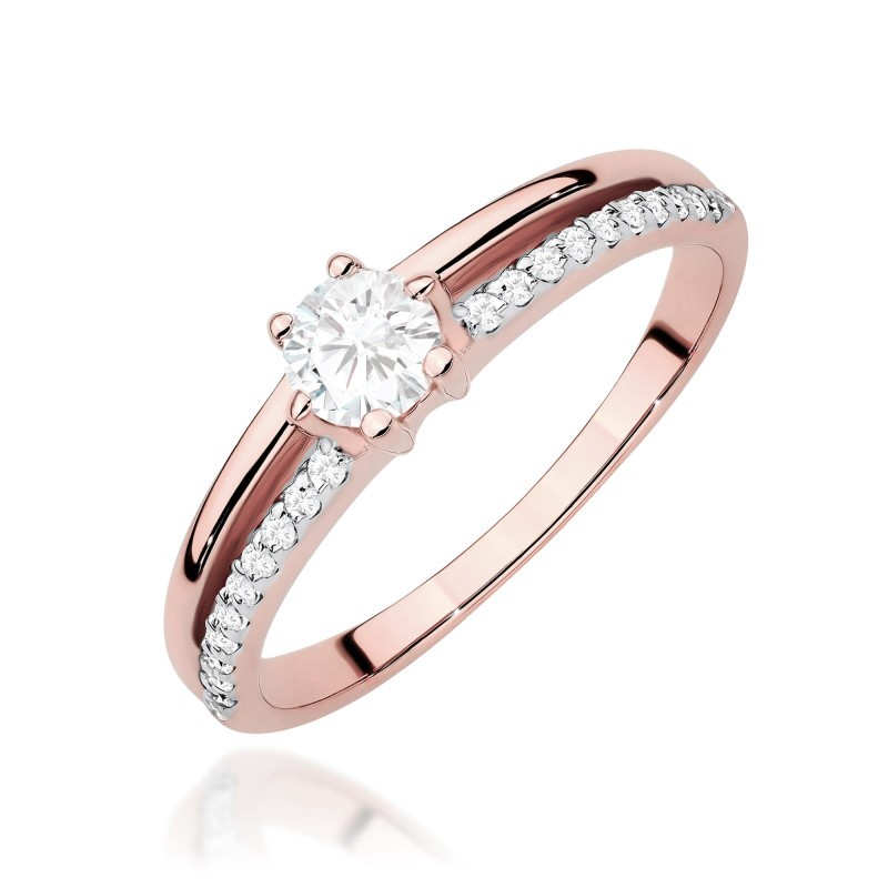 Pierścionek W0355 Diament Laboratoryjny 0,30ct różowe złoto