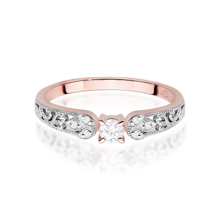 Pierścionek W0411 Diament Laboratoryjny 0,10ct różowe złoto