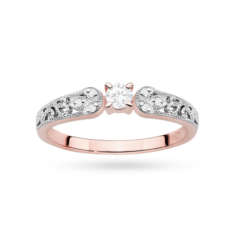 Pierścionek W0411 Diament Laboratoryjny 0,10ct różowe złoto