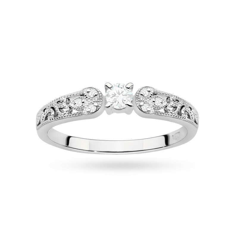 Pierścionek W0411 Diament Laboratoryjny 0,10ct białe złoto
