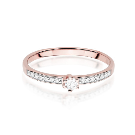 Pierścionek W0459 Diament Laboratoryjny 0,10ct różowe złoto