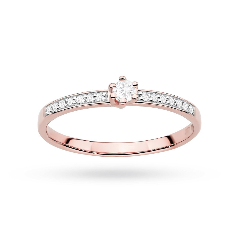 Pierścionek W0459 Diament Laboratoryjny 0,10ct różowe złoto