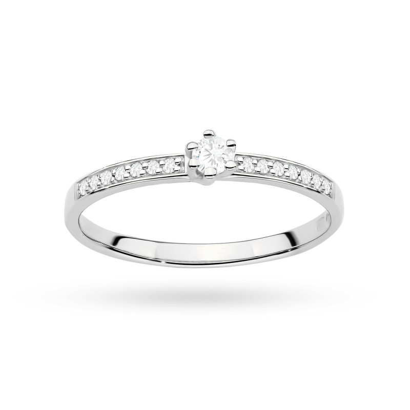 Pierścionek W0459 Diament Laboratoryjny 0,10ct białe złoto