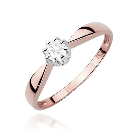 Pierścionek W0228 Diament Laboratoryjny 0,15ct różowe złoto