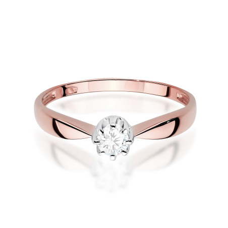 Pierścionek W0228 Diament Laboratoryjny 0,15ct różowe złoto