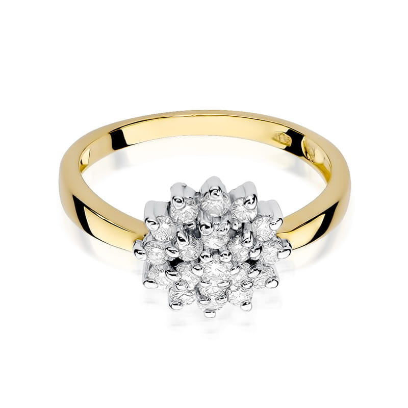 "Pierścionek W004 z diamentami żółte złoto - elegancki dodatek o