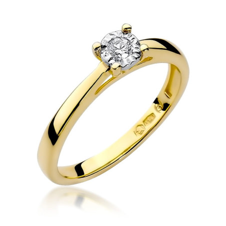 "Pierścionek W007 z diamentem 0,08ct w żółtym złocie - Daimana.p