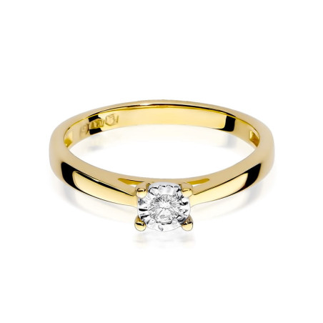 "Pierścionek W007 z diamentem 0,08ct w żółtym złocie - Daimana.p