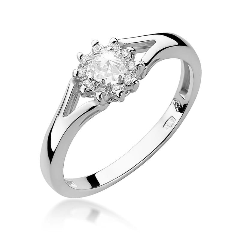 Pierścionek W185 Diament 0,10ct białe złoto