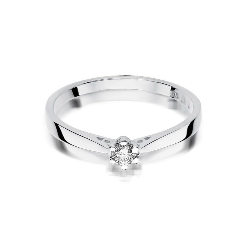 Pierścionek W229 Diament 0,12ct białe złoto