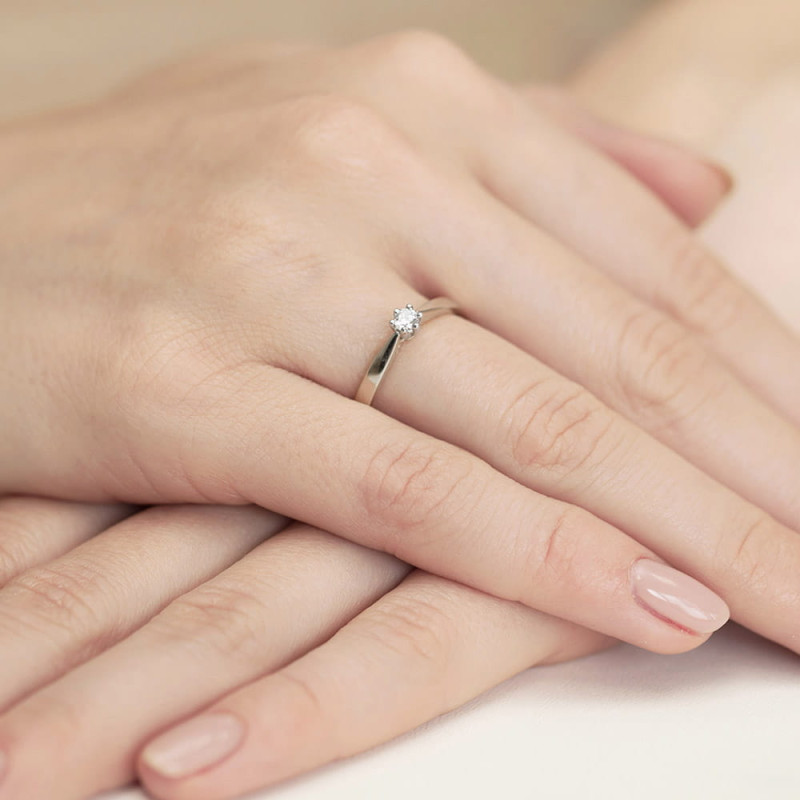 Pierścionek W229B Diament 0,20ct białe złoto