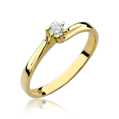 "Pierścionek W021 z diamentem 0,10ct w żółtym złocie - Daimana.p