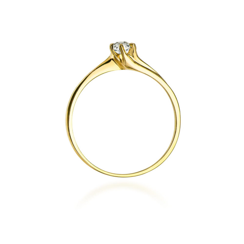 "Pierścionek W021 z diamentem 0,10ct w żółtym złocie - Daimana.p