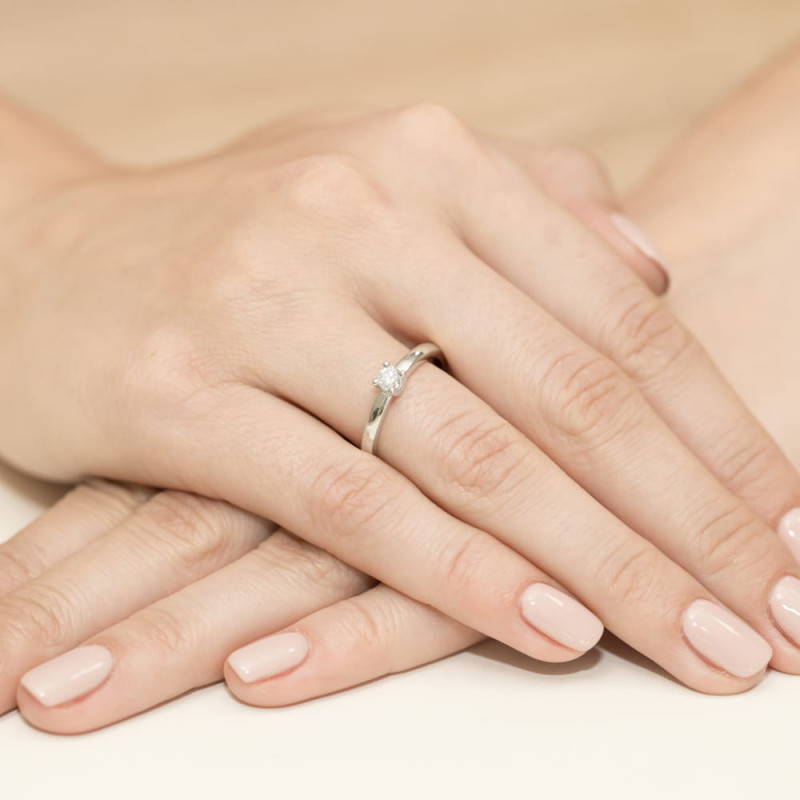Pierścionek W292 Diament 0,15ct białe złoto
