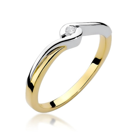 "Pierścionek W027 z diamentem 0,05ct w żółtym złocie - Daimana.p