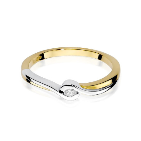 "Pierścionek W027 z diamentem 0,05ct w żółtym złocie - Daimana.p