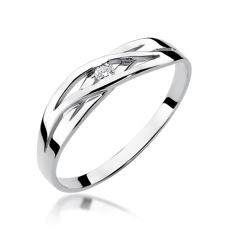 Pierścionek W156 Diament 0,04ct białe złoto