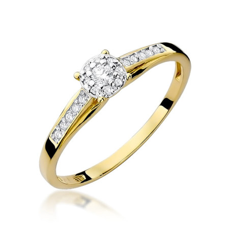 "Pierścionek W034 z diamentem 0,04ct w żółtym złocie - Daimana.p