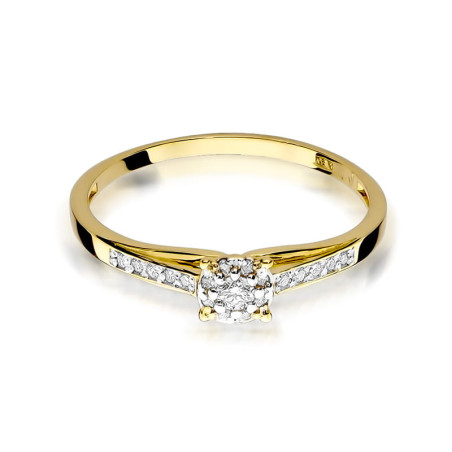 "Pierścionek W034 z diamentem 0,04ct w żółtym złocie - Daimana.p