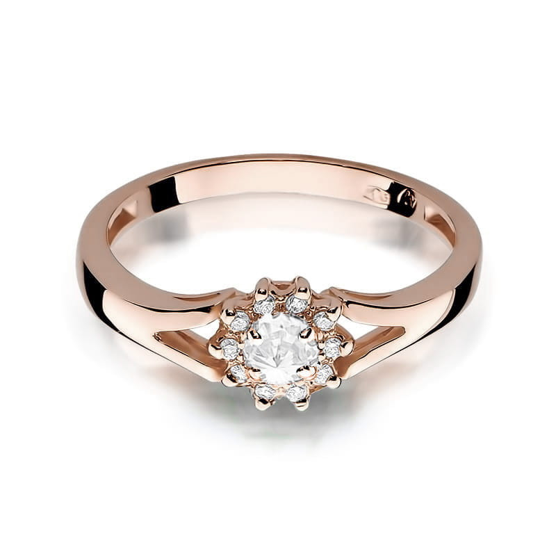 Pierścionek W185 Diament 0,10ct różowe złoto