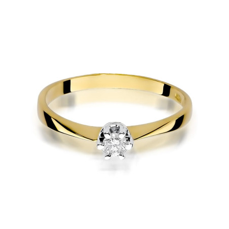 "Pierścionek W036 z diamentem 0,10ct w żółtym złocie - Daimana.p