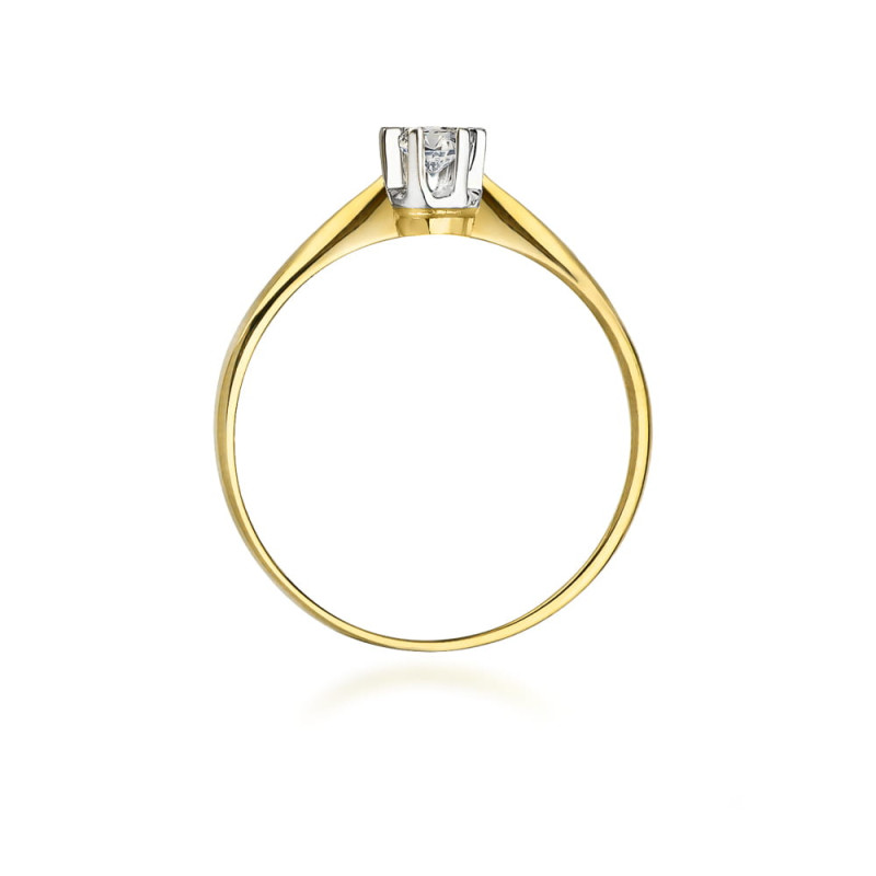 "Pierścionek W036 z diamentem 0,10ct w żółtym złocie - Daimana.p