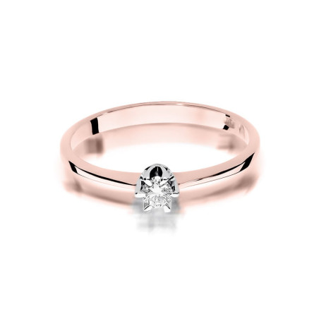 Pierścionek W220 Diament 0,12ct różowe złoto