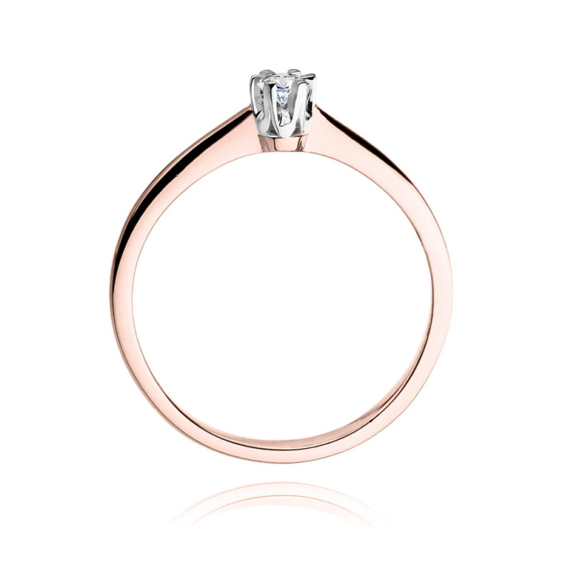 Pierścionek W220 Diament 0,12ct różowe złoto