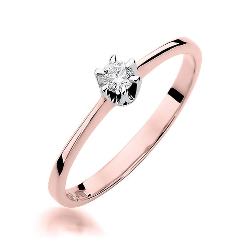 Pierścionek W220 Diament 0,15ct różowe złoto