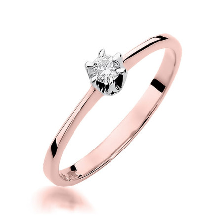 Pierścionek W220 Diament 0,15ct różowe złoto