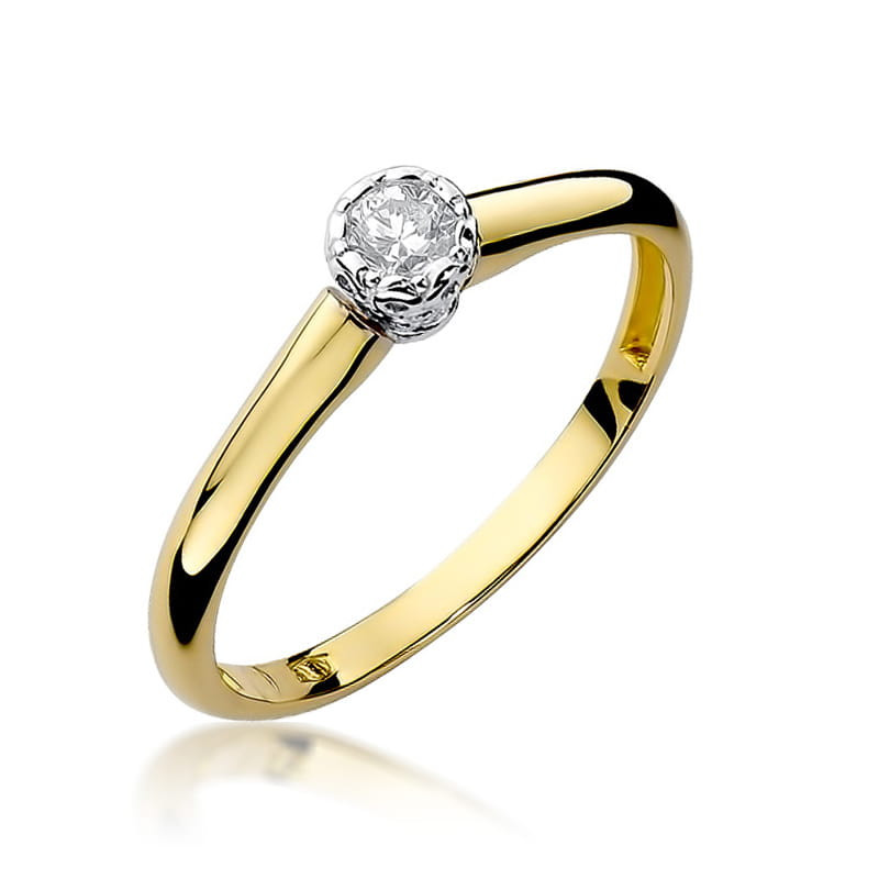 "Pierścionek W042 Diament 0,13ct żółte złoto - Daimana.pl | Najw