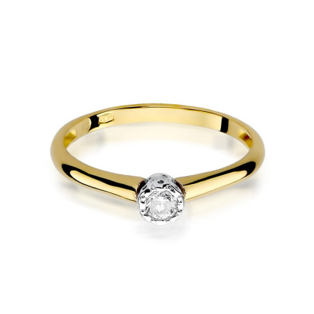 "Pierścionek W042 Diament 0,13ct żółte złoto - Daimana.pl | Najw