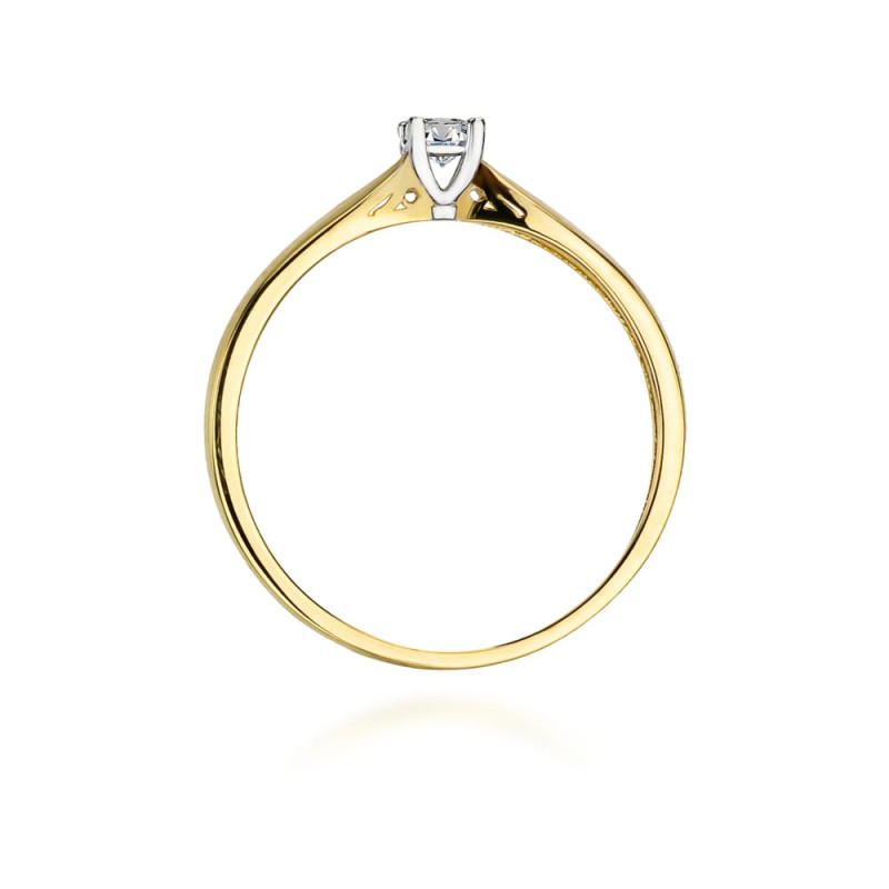 "Pierścionek W045 z diamentem 0,10ct w żółtym złocie - Daimana.p