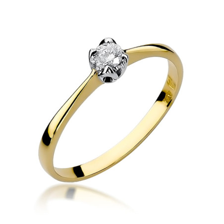 "Pierścionek W047 z diamentem 0,10ct w żółtym złocie - Daimana.p
