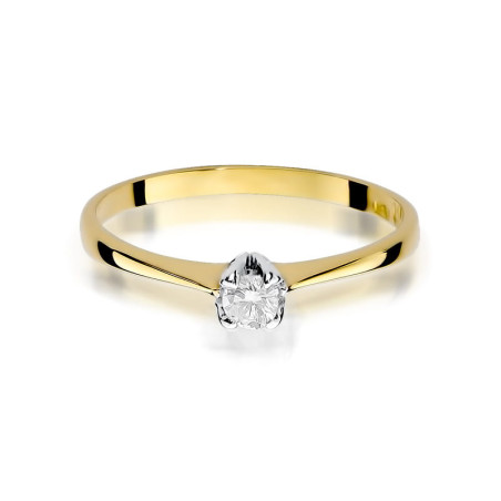 "Pierścionek W047 z diamentem 0,10ct w żółtym złocie - Daimana.p