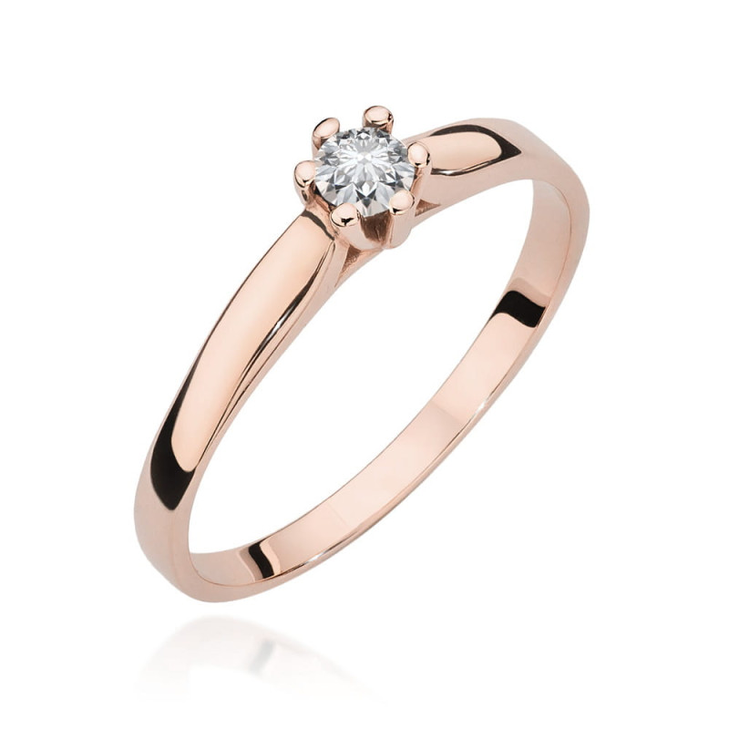 Pierścionek W222 Diament 0,15ct różowe złoto