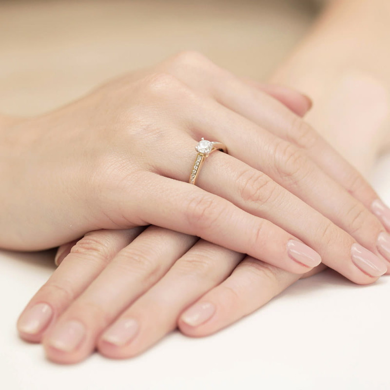 "Pierścionek W052 z diamentem 0,50ct w żółtym złocie - Daimana.p