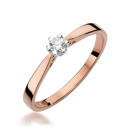 Pierścionek W229 Diament 0,12ct różowe złoto